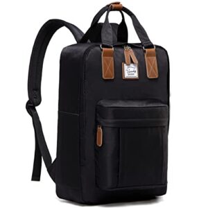 vaschy laptop backpack for men women, 15.6inch vintage school backpack for teens bookbag daypack,water resistant school bag rucksack for college travel work business black