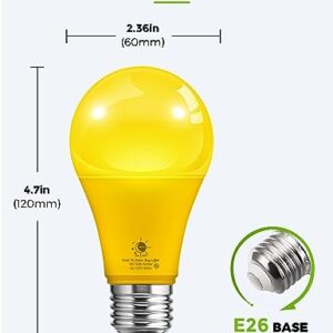 LOHAS Yellow LED Bug Light Bulbs Outdoor, A19 9W Auto On/Off Bug Lights for Outside, 2000K Amber Porch Light Bulb 60W Equi, Non-Attracting, E26 Base, Not-Dimmable, Ideal for Patio, Backyard, 2 Pack