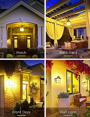 LOHAS Yellow LED Bug Light Bulbs Outdoor, A19 9W Auto On/Off Bug Lights for Outside, 2000K Amber Porch Light Bulb 60W Equi, Non-Attracting, E26 Base, Not-Dimmable, Ideal for Patio, Backyard, 2 Pack