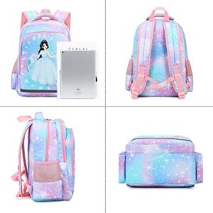 YCBB Kids Backpacks for Girls Princess School Backpack Set with Lunch Tote Bag Lightweight Preschool Kindergarten Elementary School Backpacks