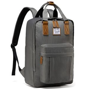 vaschy laptop backpack for men women, 15.6inch vintage backpack bookbag daypack,water resistant rucksack for college travel work business dark gray
