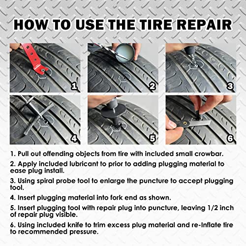 BVRILA Tire Repair Kit, 37 Pcs Heavy Duty Tire Plug Kit, Universal Tire Repair Tools with Plugs to Fix Punctures and Plug Flats for Cars, Trucks, RV, SUV, ATV