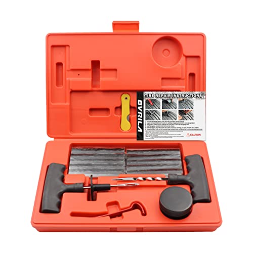 BVRILA Tire Repair Kit, 37 Pcs Heavy Duty Tire Plug Kit, Universal Tire Repair Tools with Plugs to Fix Punctures and Plug Flats for Cars, Trucks, RV, SUV, ATV