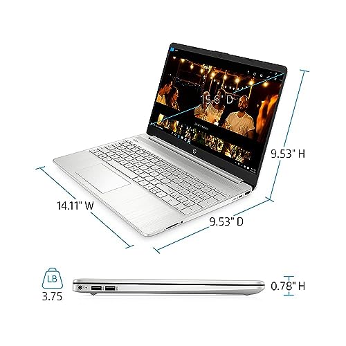 HP 2022 15.6" FHD Laptop, AMD Ryzen 5-5500U Processor, 32GB RAM, 1TB PCIe SSD, AMD Radeon Graphics, HD Webcam, Wi-fi, Bluetooth, Win 11, Silver, 32GB SnowBell USB Card