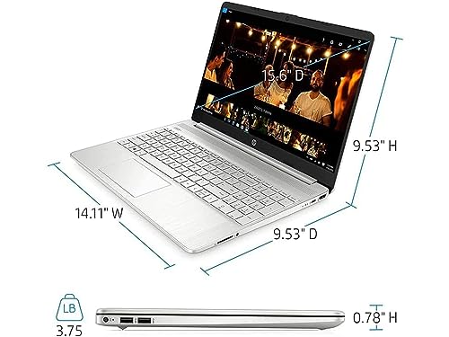 HP 2022 15.6" FHD Laptop, AMD Ryzen 5-5500U Processor, 32GB RAM, 1TB PCIe SSD, AMD Radeon Graphics, HD Webcam, Wi-fi, Bluetooth, Win 11, Silver, 32GB SnowBell USB Card