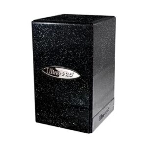 ultra pro - satin tower 100+ card deck box (glitter black) - protect your gaming cards, sports cards or collectible cards in stylish glitter deck box, perfect for safe traveling