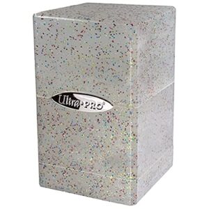 ultra pro - satin tower 100+ card deck box (glitter crystal) - protect your gaming cards, sports cards or collectible cards in stylish glitter deck box, perfect for safe traveling