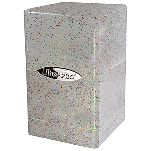 Ultra Pro - Satin Tower 100+ Card Deck Box (Glitter Crystal) - Protect Your Gaming Cards, Sports Cards or Collectible Cards In Stylish Glitter Deck Box, Perfect for Safe Traveling