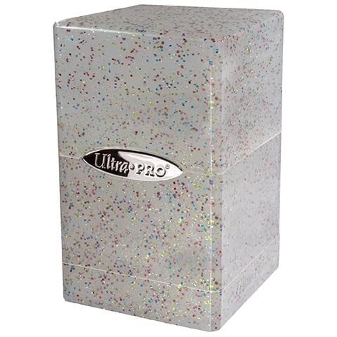 Ultra Pro - Satin Tower 100+ Card Deck Box (Glitter Crystal) - Protect Your Gaming Cards, Sports Cards or Collectible Cards In Stylish Glitter Deck Box, Perfect for Safe Traveling