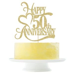 gold glitter 50th anniversary cake topper - 50 wedding anniversary party decoration ideas, 50th anniversary party / 50th birthday party decorations
