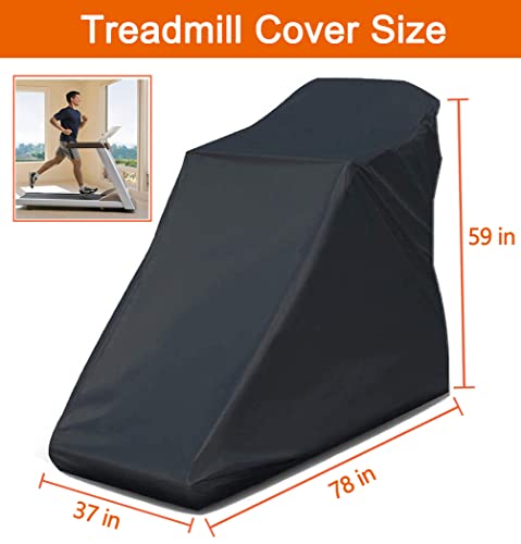 Oslimea Treadmill Cover Waterproof, Sunscreen Treadmill Cover for Indoor & Outdoor, Dust-Proof Sports Running Machine Protective Cover with Drawstring, Black (78''L x 37''D x 59''H, Non-Folding)