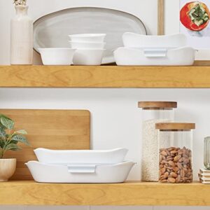 Rubbermaid Glass Baking Dishes for Oven, Casserole Dish Bakeware, DuraLite 8-Piece Set, White (with Lids)