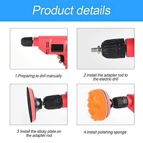 22 PCS Drill Polishing Buffing Pads Kit, Car Foam Drill, 3" Buffing Pads, Automotive Polisher for Drilling, Buffing, Waxing, Detailing Kit for Car(18 Pads, 2 Drill Adapter, 2 Suction Cup)