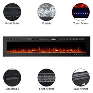 CharaVector Electric Fireplaces Recessed Wall Mounted Fireplace Insert 80 Inch Wide Heater LED Fire Place Remote Control & Touch Screen…