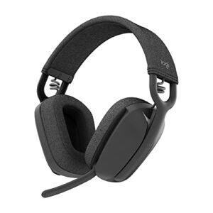 logitech zone vibe 100 lightweight wireless over ear headphones with noise canceling microphone, advanced multipoint bluetooth headset, works with teams, google meet, zoom, mac/pc - graphite