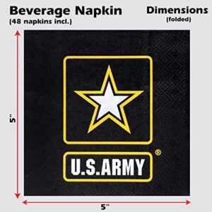 Havercamp U.S. Army Beverage Napkins (48 pcs.)! 48 US Army Napkins, 5 inch Square (folded) in the Officially Licensed United States Army Logo.