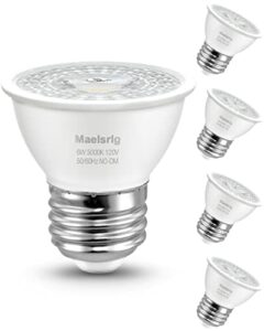 maelsrlg par16 led short neck recessed spotlight bulb, 6w(60w equivalent) curio cabinet light bulb, flicker-free, 600 lumens, daylight 5000k, e26 medium base, non-dimmable, 4-pack