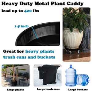 3 Packs Metal Plant Caddy with Wheels 13" Rolling Plant Stand Heavy Duty Plant Dolly with Casters for Indoor and Outdoor Large Planter Casters Potted Plant Mover,Black