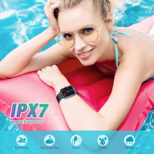 SOUYIE 2022 Smart Watch with Bluetooth Call for Men Women, IP67 Waterproof Fitness Tracker with 1.7" HD Display Blood Pressure Heart Rate Temperature Sleep Monitor for Android and iOS Phones