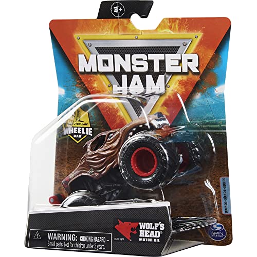 Monster Jam 2021 Spin Master 1:64 Diecast Monster Truck with Wheelie Bar: Arena Favorites Wolf's Head