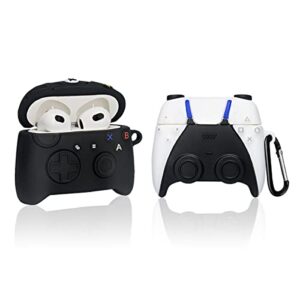 [2pack] game controller airpods 3 case, 3d cute fashion cool design airpod 3 cover, unique stylish funny protective skin accessories airpods 3rd gen silicone case for kids boys girls teen