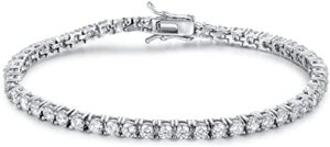 gmesme 18k white gold plated 3.0mm cubic zirconia classic tennis bracelet 6.5 inch