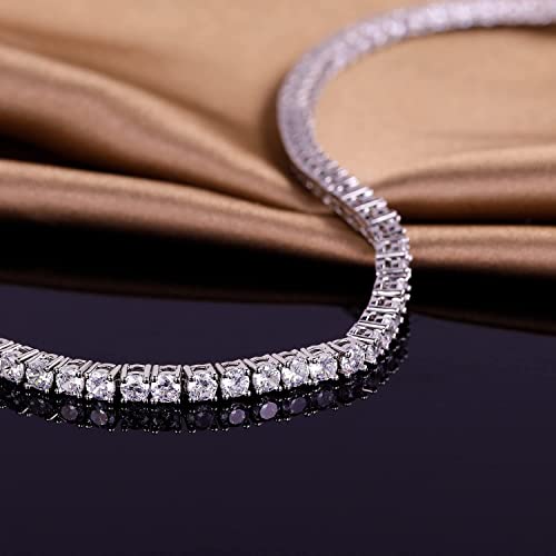 GMESME 18K White Gold Plated 3.0mm Cubic Zirconia Classic Tennis Bracelet 6.5 Inch