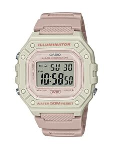 casio illuminator alarm chronograph digital sport watch (model w218hc-4a2v) (light pink)
