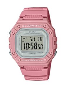 casio illuminator alarm chronograph digital sport watch (model w218hc-4av) (pink)