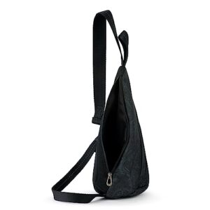 Sakroots Women's Go Sling Backpack in Nylon Eco Twill, Black Tonal Spirit Desert, One Size