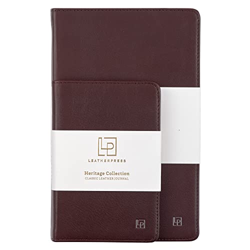 Leatherpress Classic Leather Notebook Journal, Softcover, Cacao Brown, Pocket (3.8" x 5.7"), 186 Ruled Pages, Heritage Collection, Table of Contents w/Numbered Pages