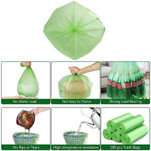 Biodegradable Trash Bags 100 Counts, 20L Small Bin Liner Recycle 4-6 Gallon Garbage Bag, Thick Degradable Rubbish Bag Compostable For Food/Household/Garden Waste in Kitchen,Office,Home,pet