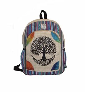 tree of life handmade hemp large backpack - multicolor backpack | bohemian hippie backpack big size