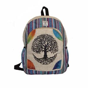 Tree of Life Handmade Hemp Large Backpack - Multicolor Backpack | Bohemian Hippie Backpack Big Size