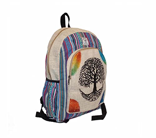 Tree of Life Handmade Hemp Large Backpack - Multicolor Backpack | Bohemian Hippie Backpack Big Size