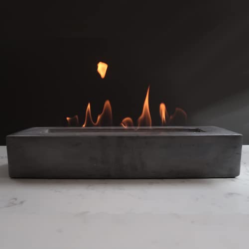 ROUNDFIRE Large Rectangle Tabletop Fire Pit - Portable Bioethanol Fireplace for Indoor & Garden (Classic Finish)