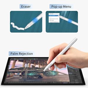 Pen for Surface - Stylus Pen for Microsoft Surface Pro 9/8/X/7/6/5/4/3/Surface 3/go/go 2/go 3/Book/Laptop/Studio - Palm Rejection Pencil for Windows, HP, ASUS - Silver