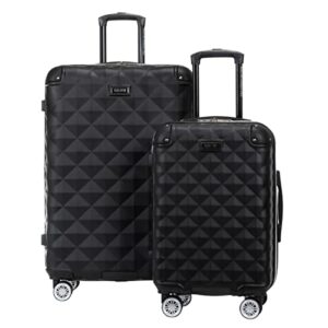 kenneth cole reaction diamond tower collection lightweight hardside expandable 8-wheel spinner travel luggage, black, 2-piece set (20" & 28")