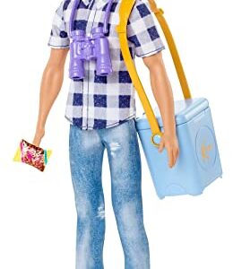 Barbie It Takes Two Doll & Accessories, Camping Set with Cooler, Map & More, Blonde Ken Doll with Blue Eyes in Plaid Shirt