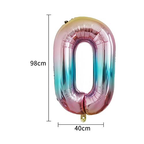 Chaungfu Crown 40 inch Large Happy Birthday Number Foil Balloon Birthday Party Decorations Supplies 30th Birthday Party Decorations Gradient Color Number Balloon 30 with Mini Crown, Multi-colored