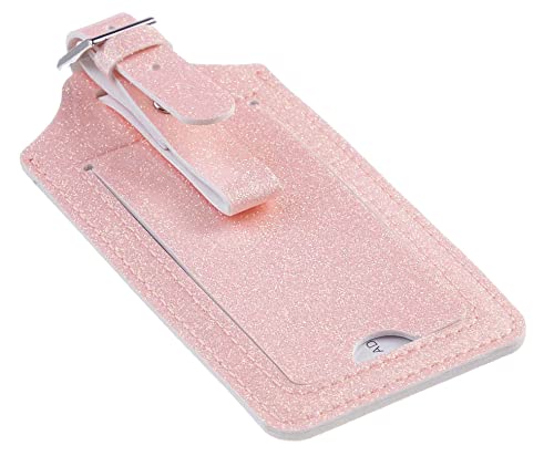 Gostwo 2 Pack Luggage Tags Leather Case Luggage Bag Tags Travel Tags(Sparking Pink)