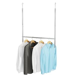 Simple Trending Adjustable Hanging Rod Clothing Garment Rack, Rolling Clothes Organizer for Hook, Chrome