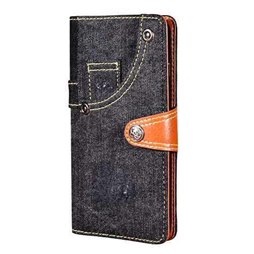 Case Compatible with Oppo Reno 6 Pro 5G,Leather Flip Case with Card Slot,Stand Holder and Buttoned Magnetic Closure,Jeans Fabric Case for Oppo Reno 6 Pro 5G