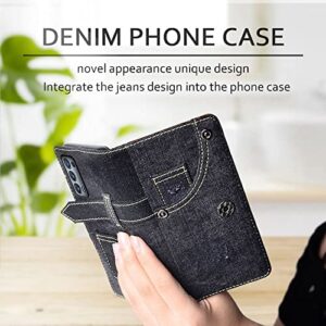 Case Compatible with Oppo Reno 6 Pro 5G,Leather Flip Case with Card Slot,Stand Holder and Buttoned Magnetic Closure,Jeans Fabric Case for Oppo Reno 6 Pro 5G