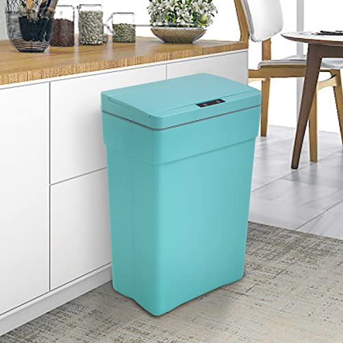 NiamVelo 50 Liter/13.2 Gallon Trash Can, Automatic Garbage Can Touch Free High-Capacity,Plastic Smudge Resistant Trash Can Kitchen Trash Can with Lid (Blue)