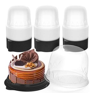 cupcake boxes, individual cake container, 100 pcs single disposable clear plastic deep dome cupcakes holders with lid for home shop party birthday wedding holiday, cookie cakes brownie storage carrier