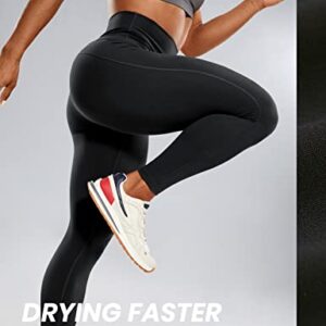 CRZ YOGA Ulti-Dry Workout Leggings for Women 25'' - High Waisted Yoga Pants 7/8 Athletic Running Fitness Gym Tights Black Large