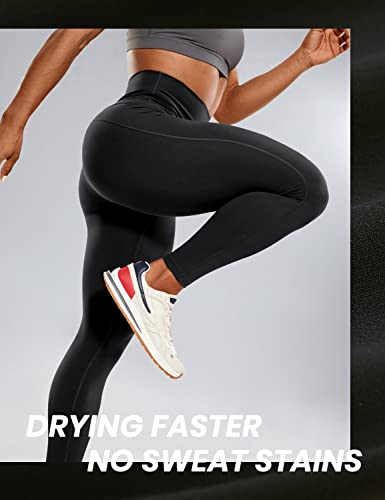 CRZ YOGA Ulti-Dry Workout Leggings for Women 25'' - High Waisted Yoga Pants 7/8 Athletic Running Fitness Gym Tights Black Large