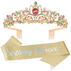 birthday girl tiara, princess crown with birthday sash, birthday girl headband, birthday crowns for women, happy birthday decorations, birthday party supplies