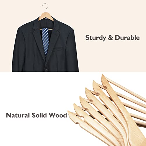 Edergoo Wooden Hangers 20 Pack, Non-Slip Wood Hangers with 360° Swivel Hook & Notches, Slim Coat Hangers for Shirt, Suit, Jacket, Dress, Natural